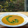 Cancer Fighting Foods: Carrot Soup with Kale Stem Pesto